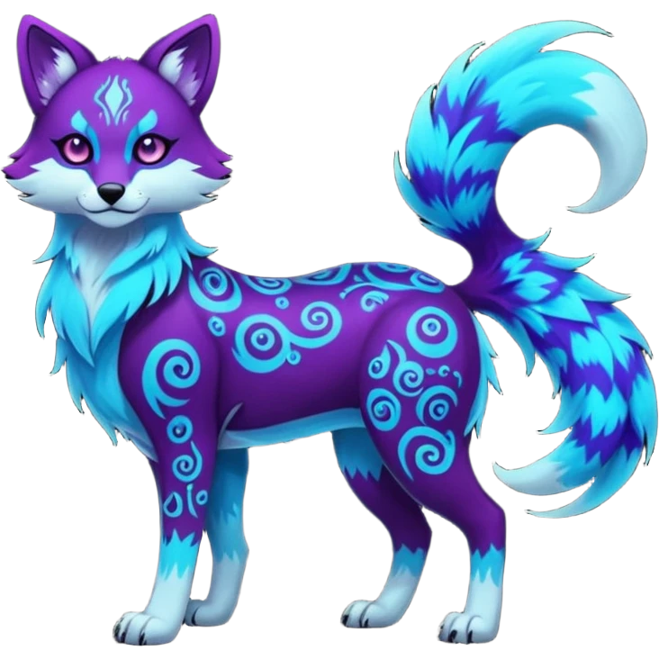 Multicolored gloomy glowing bioluminescent dark edgy gothic spooky cool badass realistic floral exotic Falvie-Fionbri-fursona, full body emoji