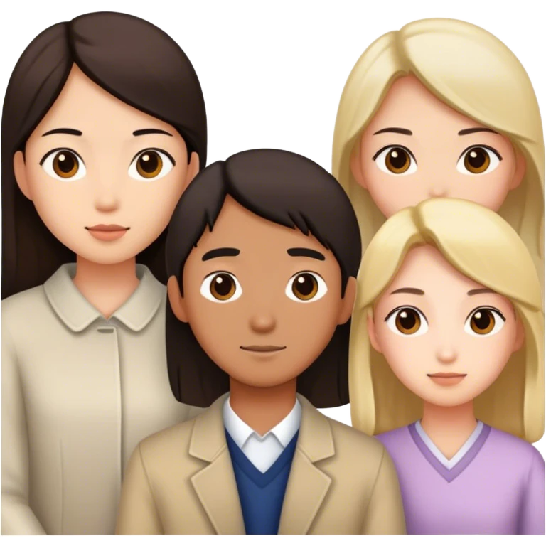 Girls around Asian man  emoji