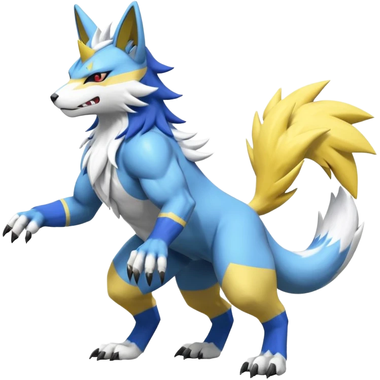 WereGarurumon-Zeraora-Renamon-Zangoose-fusion-hybrid-creature (full body emoji