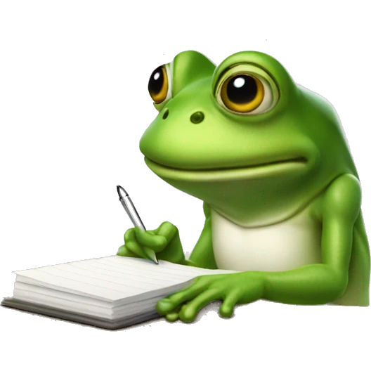 corpo frog taking down notes emoji