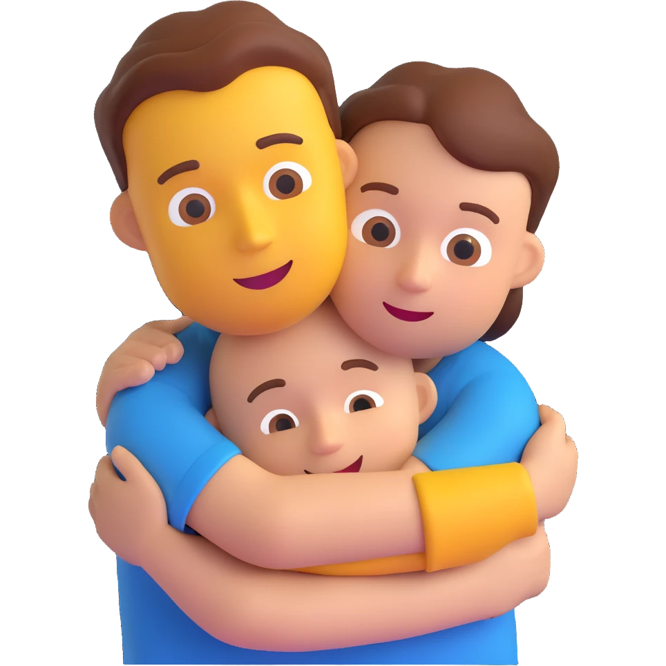 a person hugging someone named George, 3D emoji style emoji