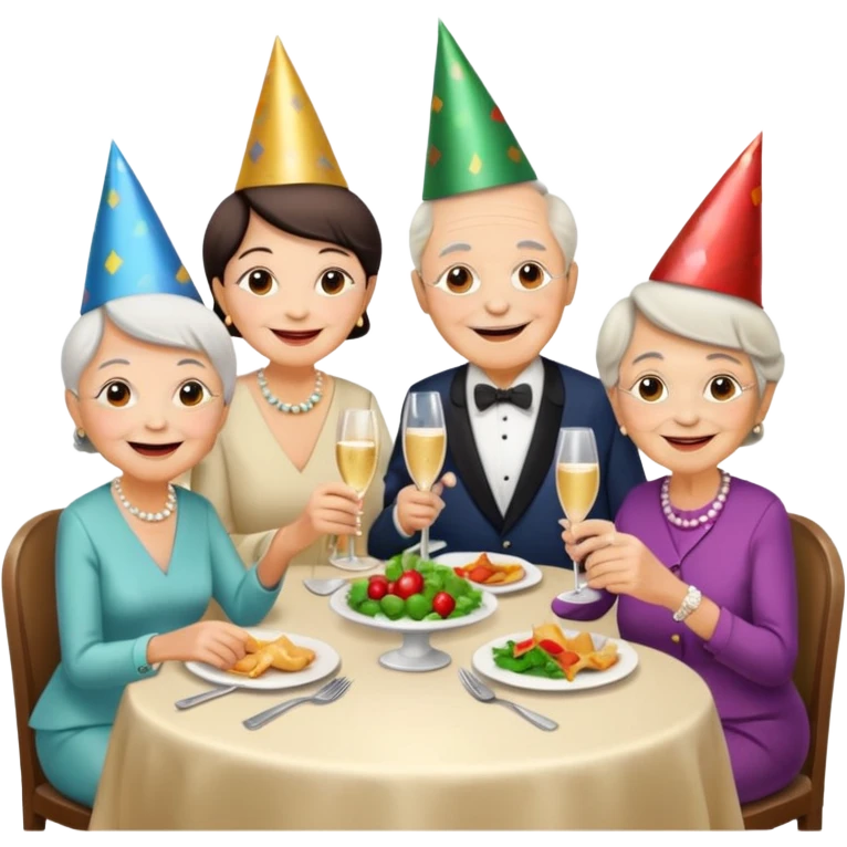 4 elderly people having dinner emoji