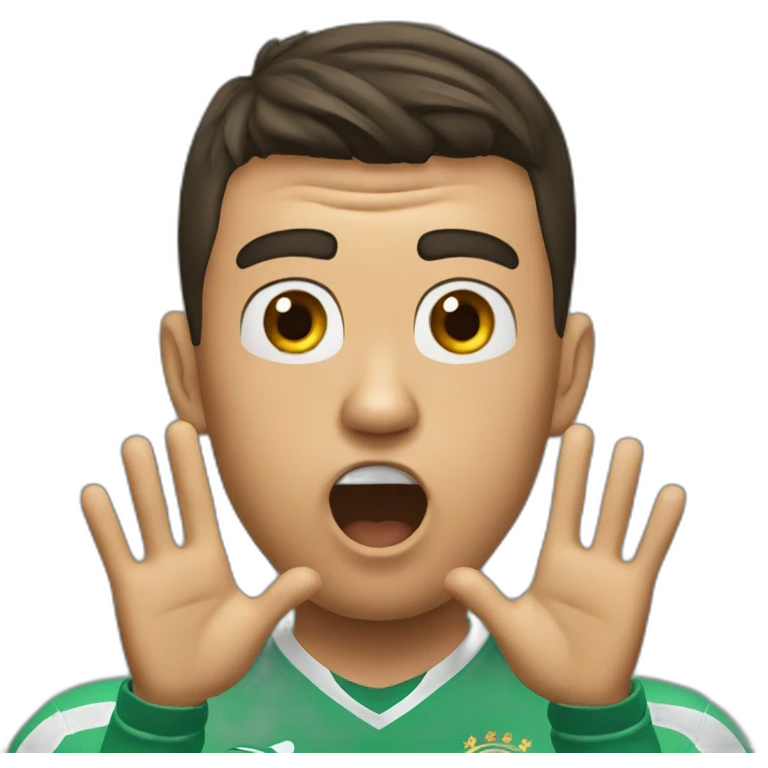 Ronaldo shocked with is two hand on his face emoji