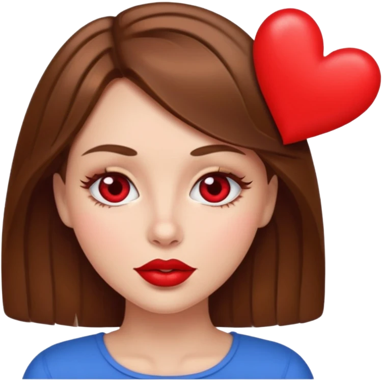 brownhaired woman with red lips and hearts in eyes emoji