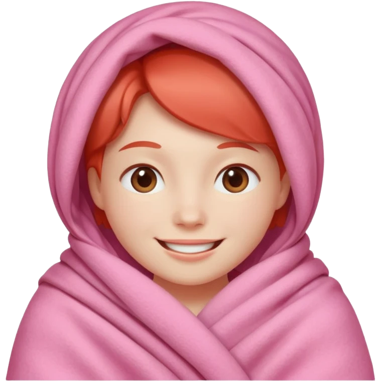 happy smile red cheeks in pink blanket emoji