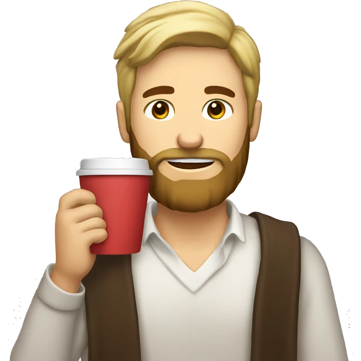 australian male with blond brown hair beard scarf drinking coffee emoji