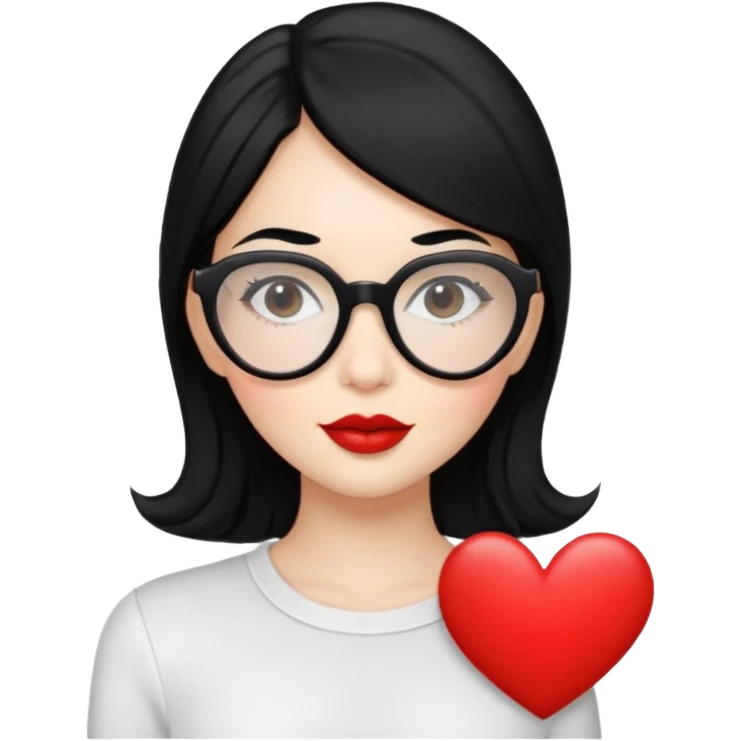 heart shaped Glasses Lady black hair emoji