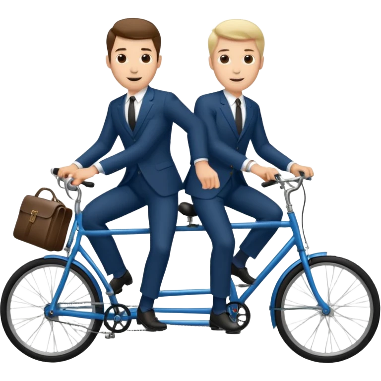 Two handsome men in suits riding a tandem bike emoji