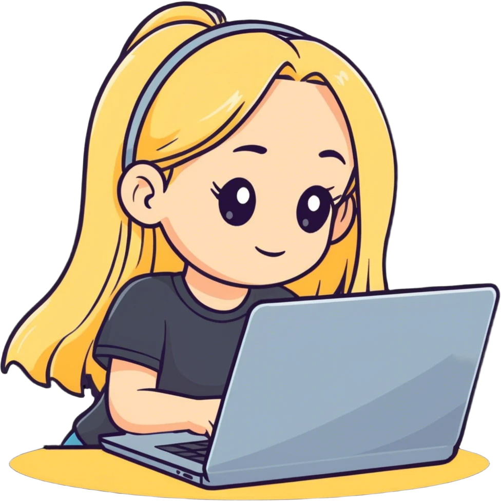 Blonde girl long hairl laptop emoji