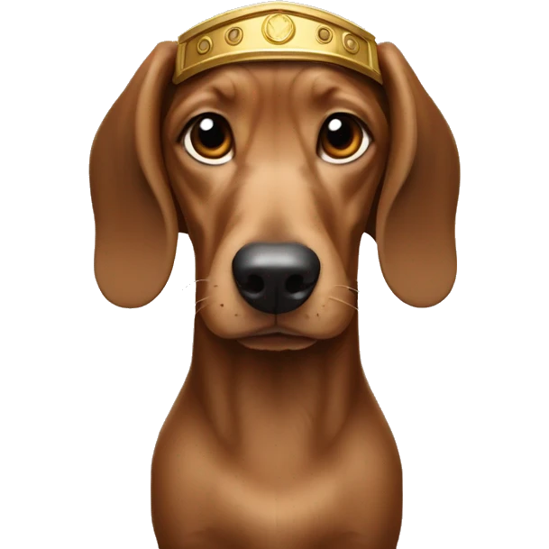 dauchund named hector as a greek god, emperor and thor all in one. fill the emoji frame so it does not look small when used emoji