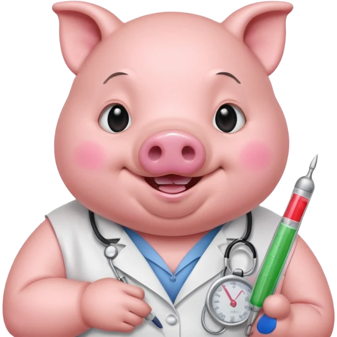 
Chubby pig doctor with thermometer.














 emoji
