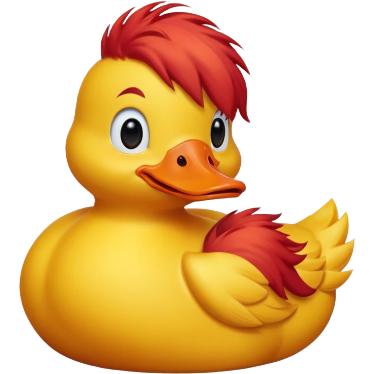 A yellow duck with red hair. emoji