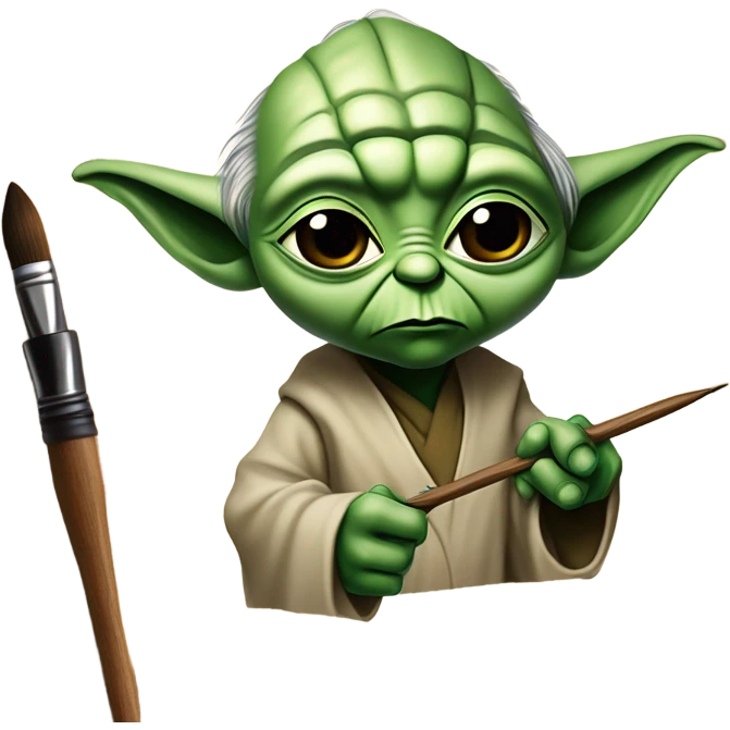 Master Yoda draws picture of Master Yoda emoji