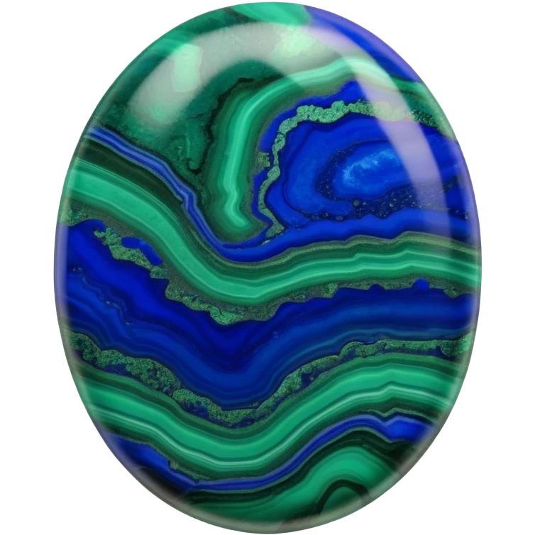 Oval azurite malachite cabochon showing rich blue azurite and vibrant green malachite bands emoji