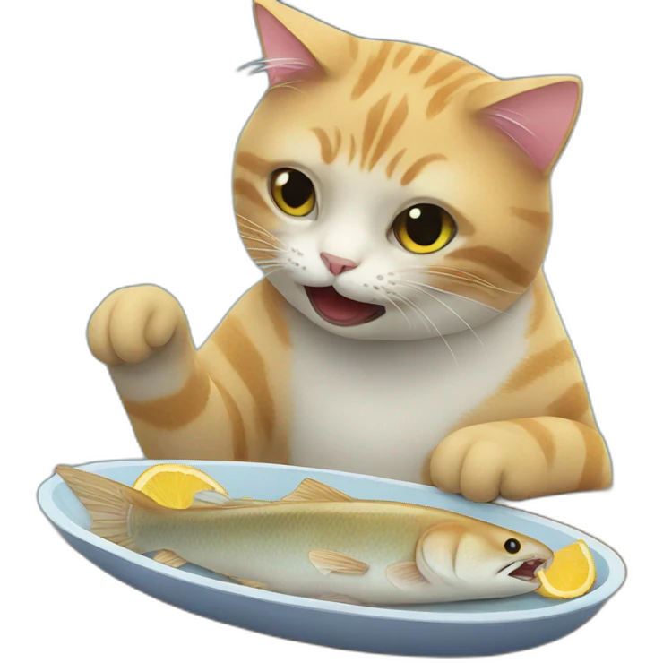 cat eating fish emoji