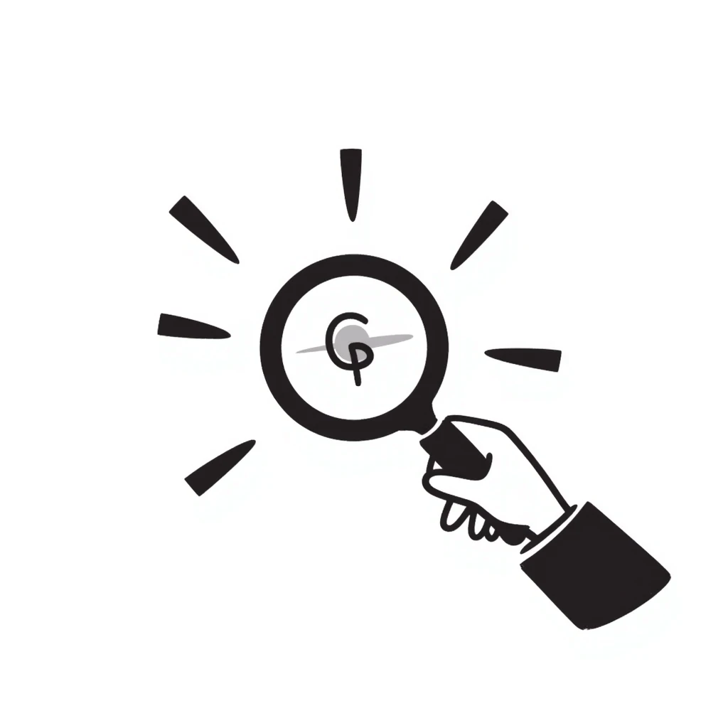 A hand-drawn magnifying glass with search lines emoji