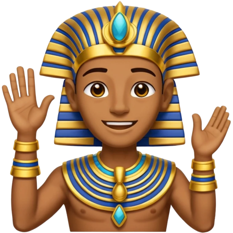 Discord emoji for "RA Silkroad", Ancient Egyptian theme, funny Pharaoh clapping hands laughing, cartoonish, colorful, shiny gold, small and clear.
 emoji