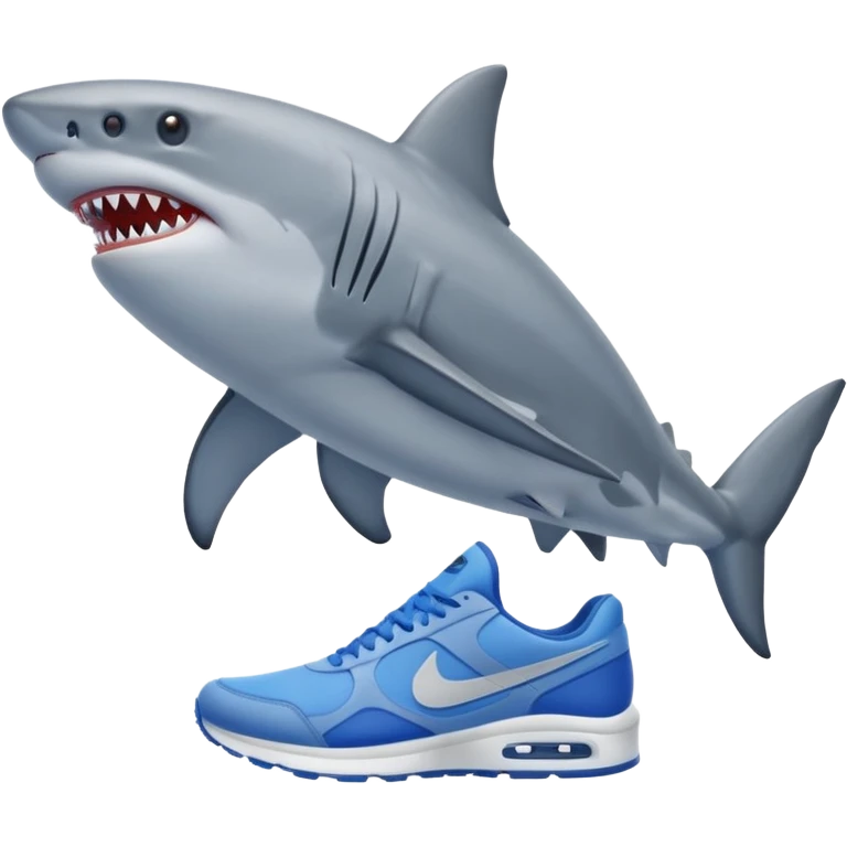 A  3 leged shark with blue nike shoes  emoji