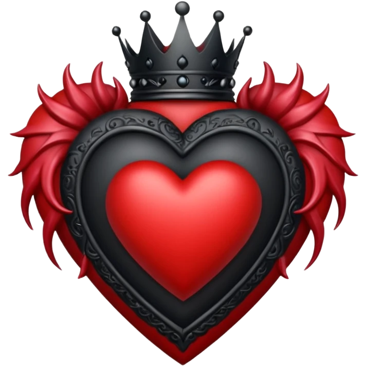 realistic gothic heart with a black crown emoji