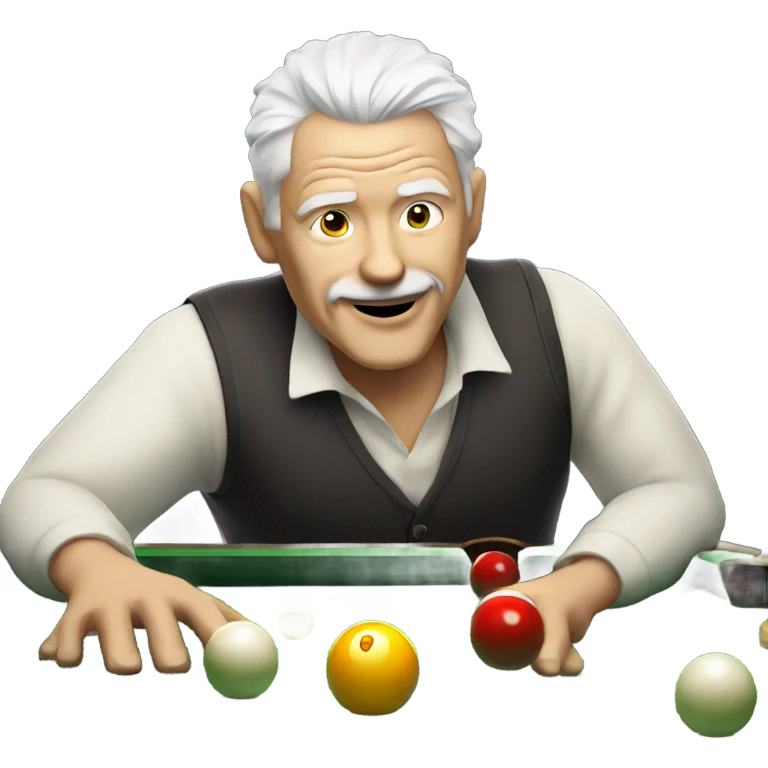 Older man with white hair playing pool while drinking wine emoji