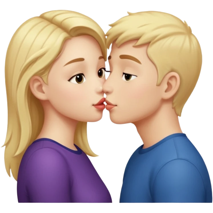 A cute girl kissing a boy  emoji