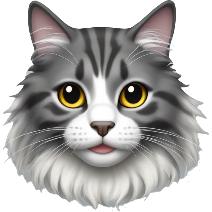 Dark grey white maincoon cat emoji