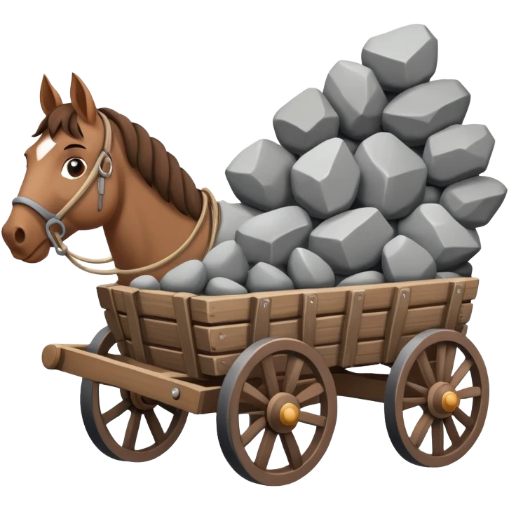 horse carrying a wagon of rocks emoji