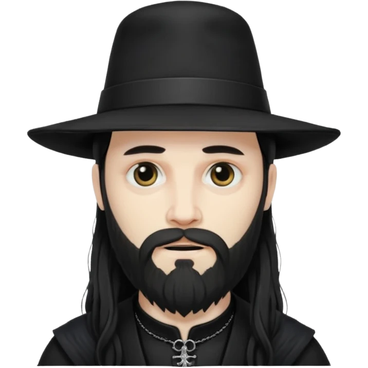 long haired bearded gothic man with hat emoji
