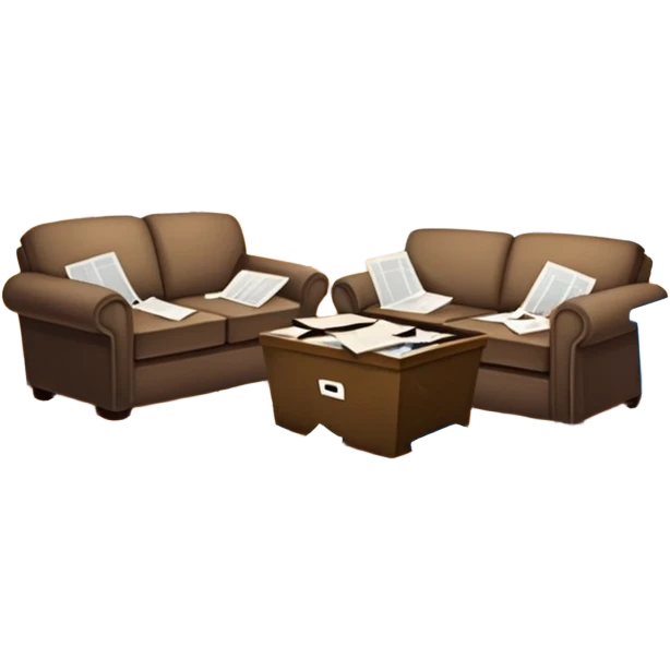 dirty living room with papers and trash emoji