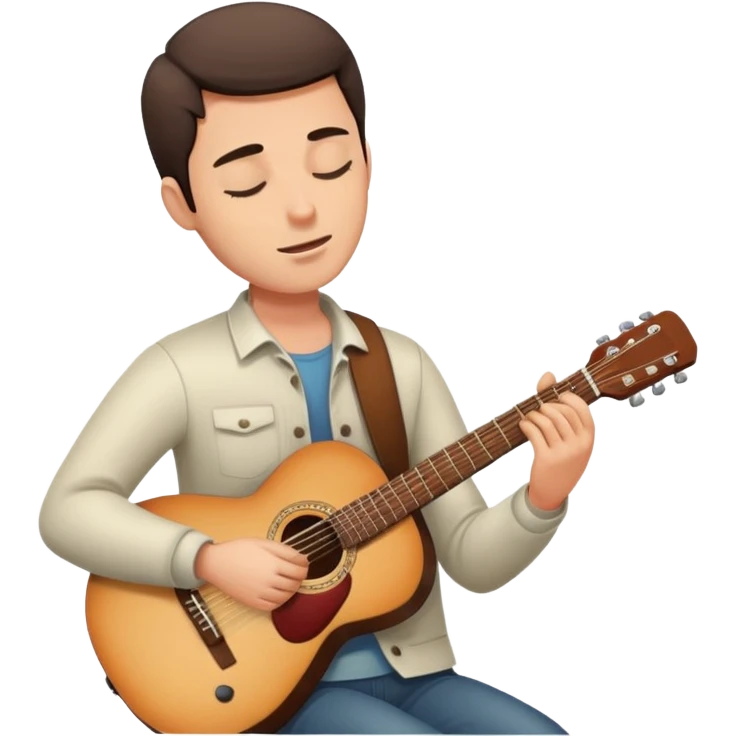 guy playing the guitar with his eyes closed emoji