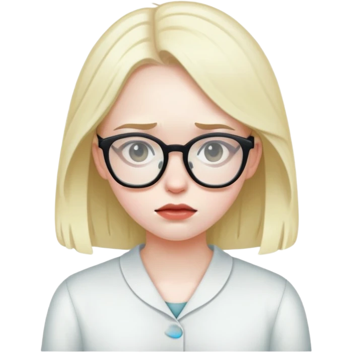 Pale girl with glasses sick emoji