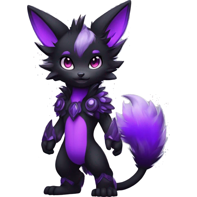 Anthro-Edgy-Cool-Black-Purple-Contrast-Colors-Fantasy-Fur-Sona-Chibi-Shiny-Fakémon-Hybrid full body emoji