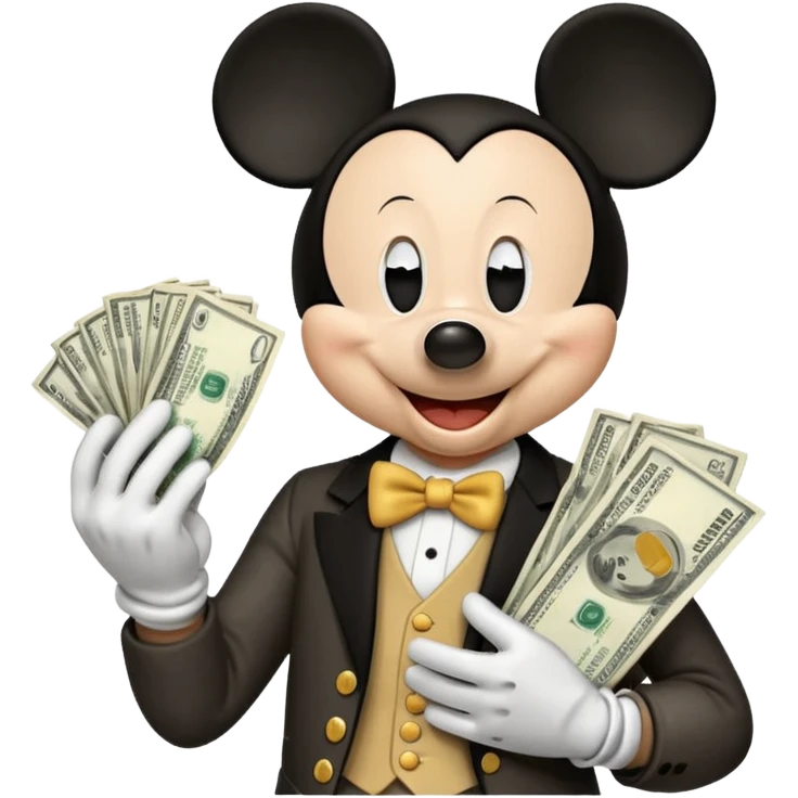 mickey mouse  with cash  emoji