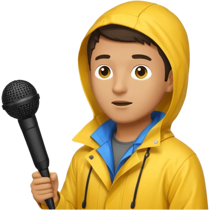 man with rain coat and boom microphone emoji