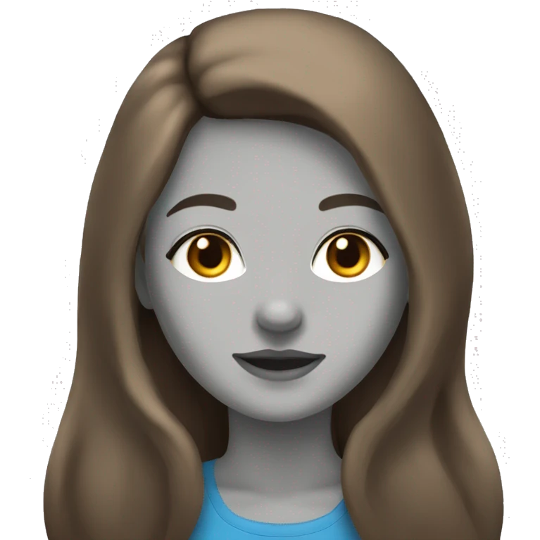 Girl with long brown hair and blue eyes that’s tan and has a wolf haircut  emoji