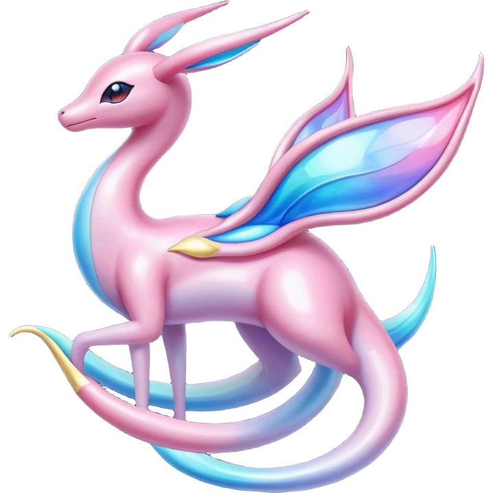 Colorful Shiny Exotic Cresselia-Sylveon-Milotic-Fakémon-hybrid-creature (full body)  emoji