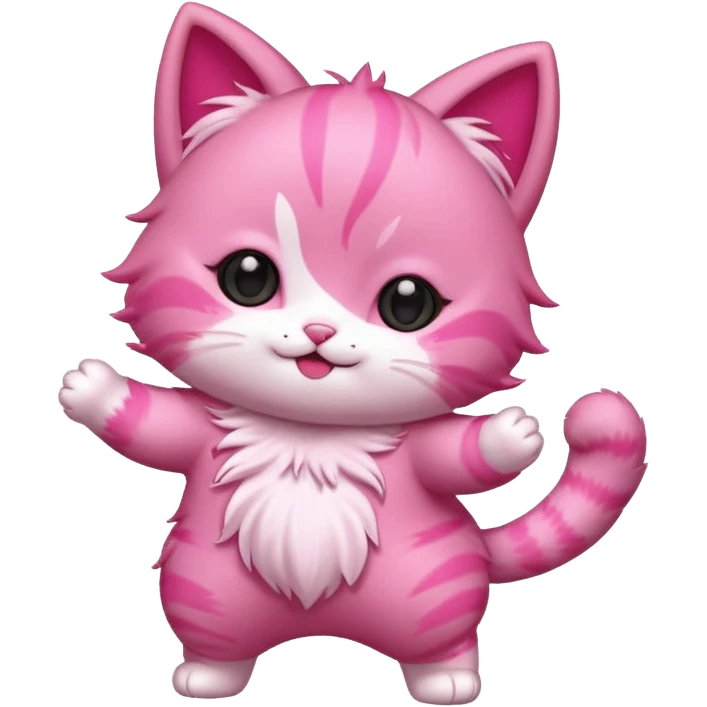 chibi anime pink cat dancing emoji