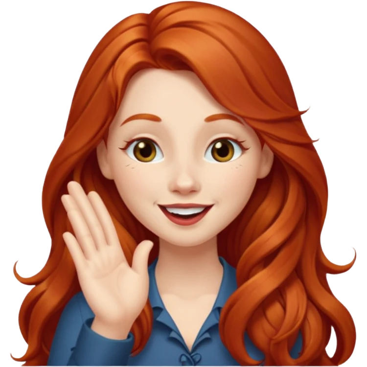 Long haired redhead winking & blowing kisses emoji