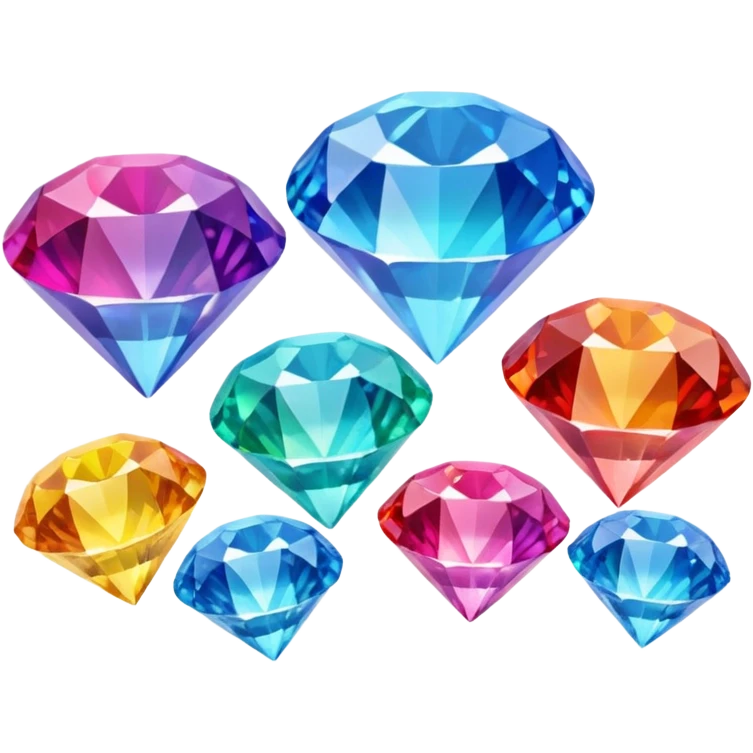 rainbow coloured diamond emoji ( all seperate coloured diamonds) emoji