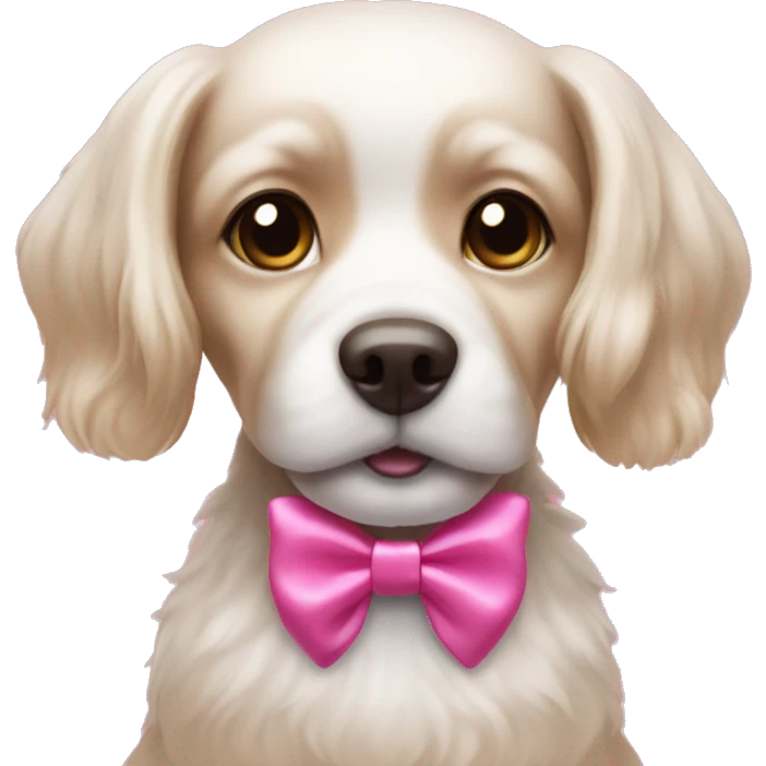 little dog with a big obnoxious pink bow emoji