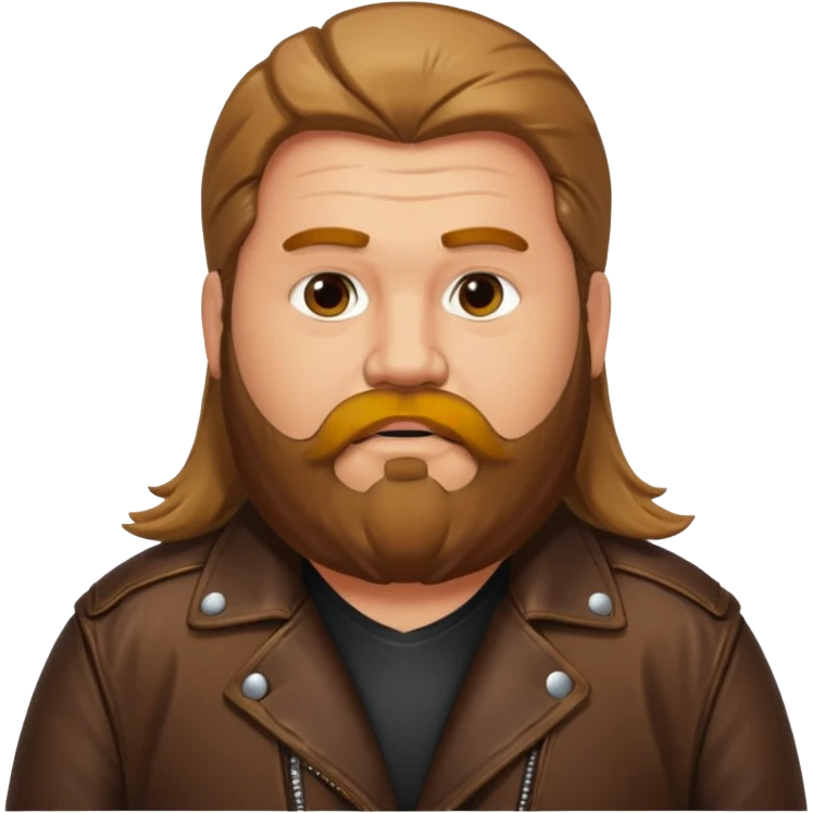 Long hair very fat men with beard in leather jacket emoji