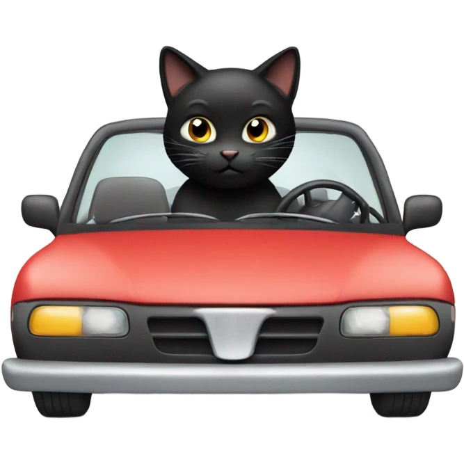 Black cat driving car emoji