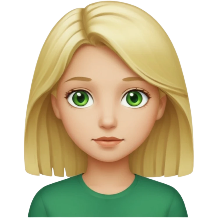 Blonde girl with medium hair and green eyes emoji