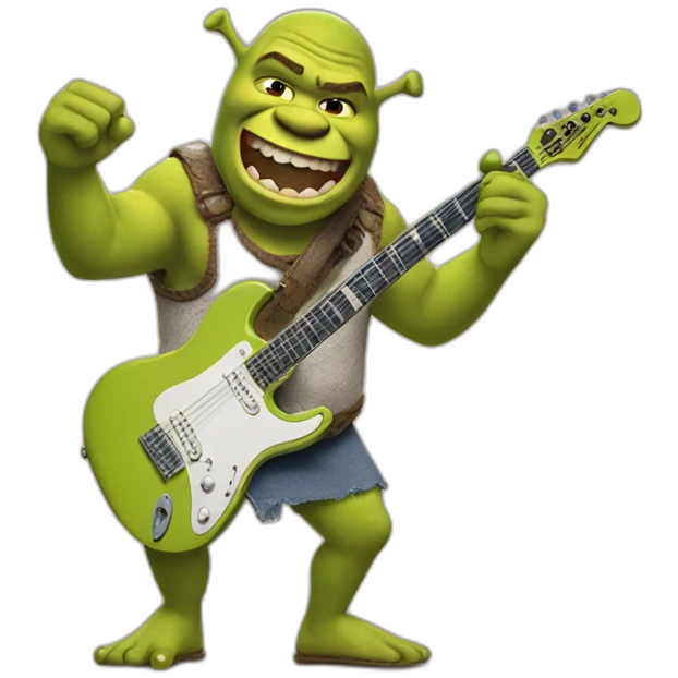 Shrek playing electric guitar emoji