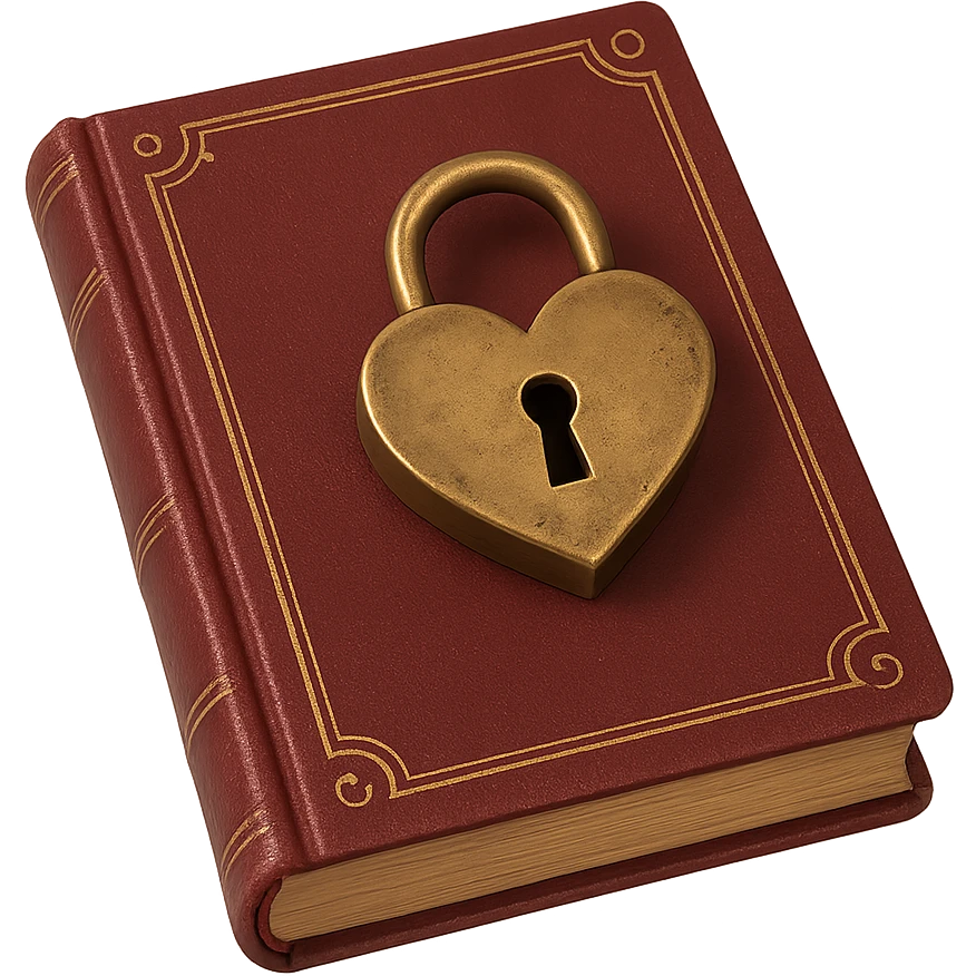 love-themed book with heart-shaped lock emoji