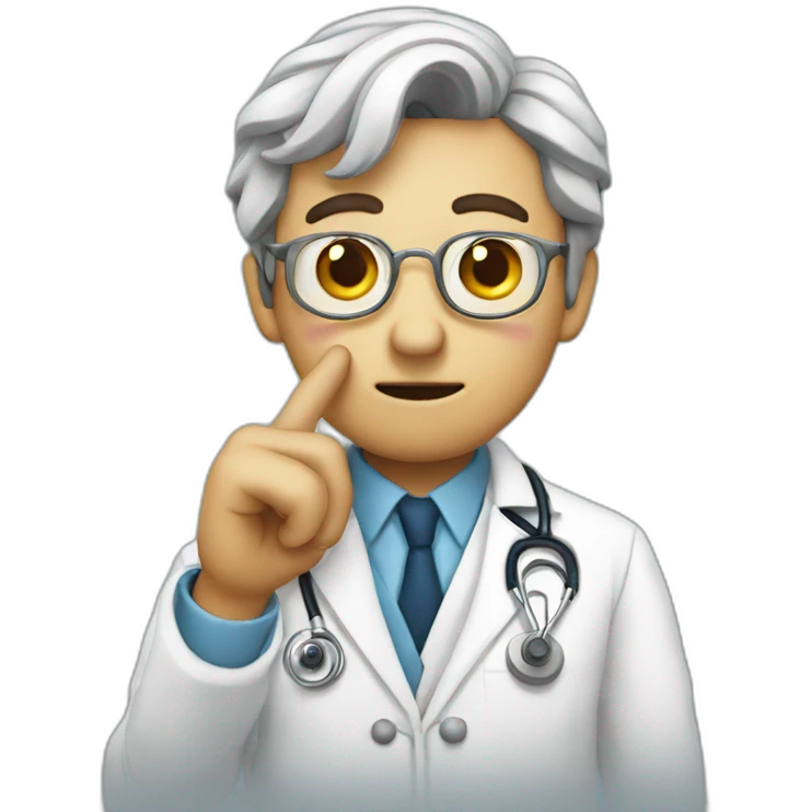 the doctor presses his finger to his lips emoji
