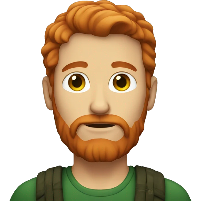 a calm red-haired man with a beard and dark green eyes emoji