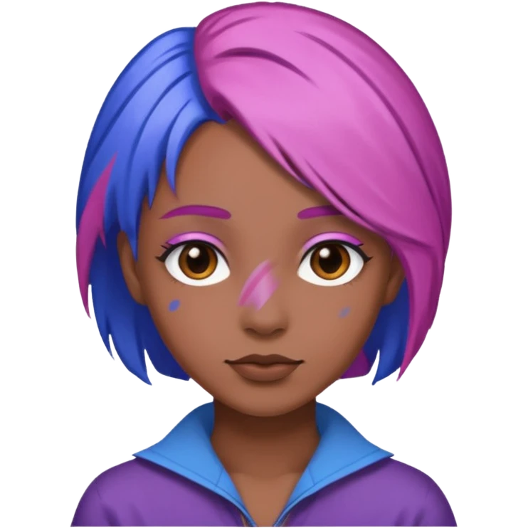 Blue pink and purple Razor with brown hair emoji