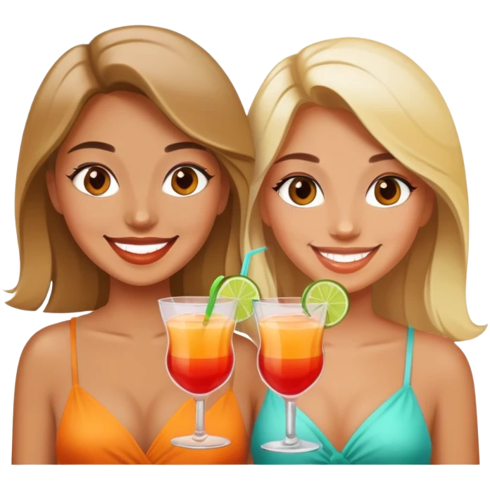 two girls with cocktails  emoji