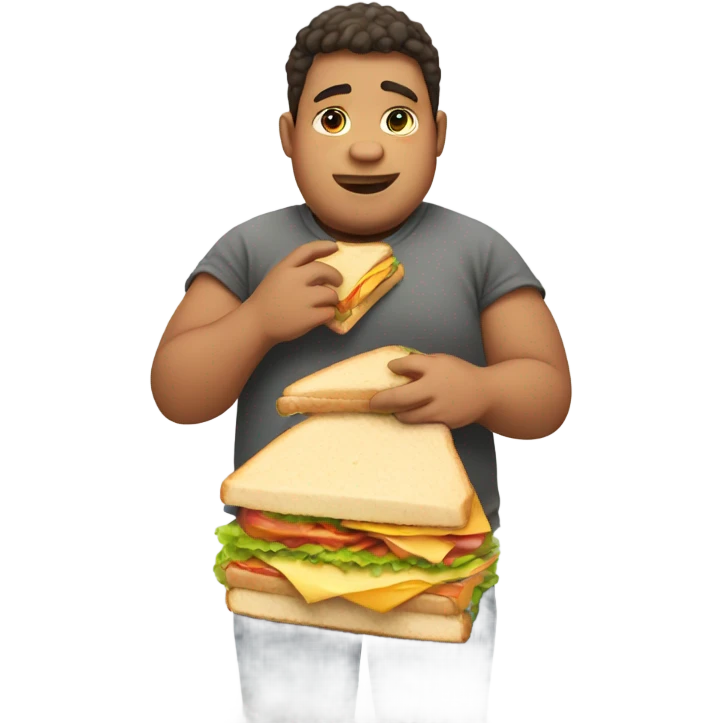 Young fat guy eating a sandwich emoji